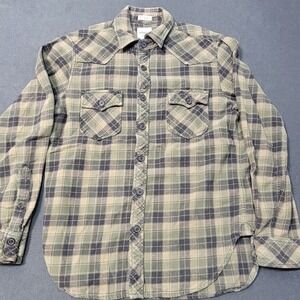 Fossil Flannel Mens Long Sleeve Plaid Western Button Down Shirt Medium